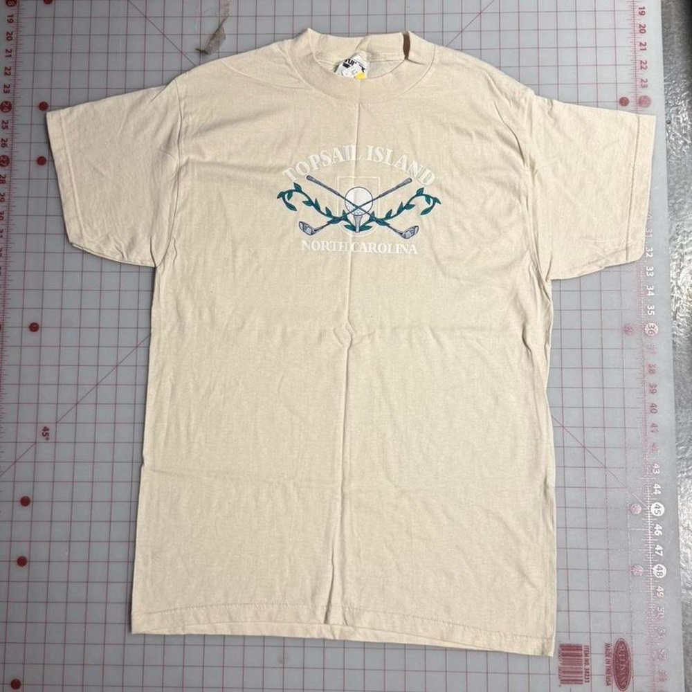 VINTAGE GOLF TOP SAIL ISLAND NC CREAM TEE LARGE NWT - Picture 6 of 8